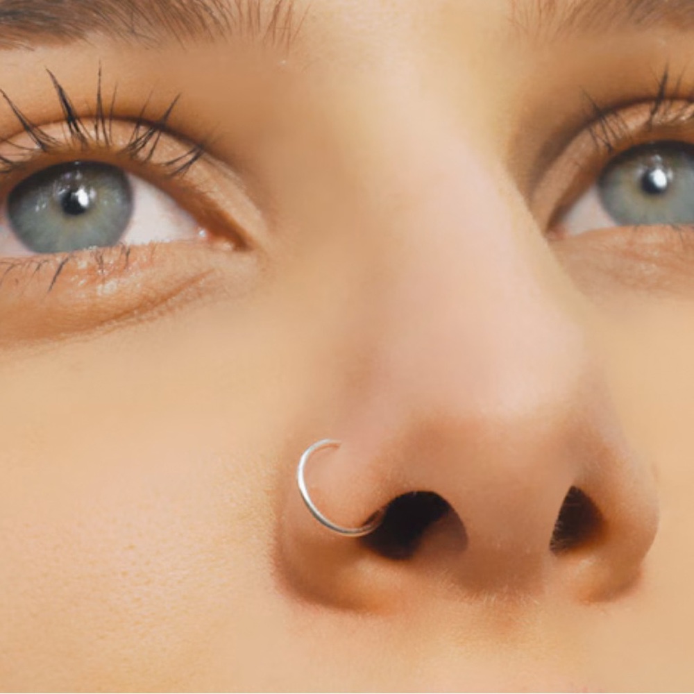 Set of 3 Faux Nose Rings, 2 Silver, 1 Black